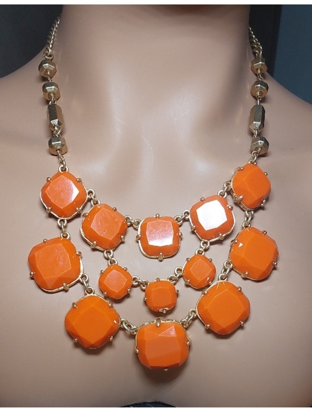 Stella & Dot Bold Orange Statement Necklace